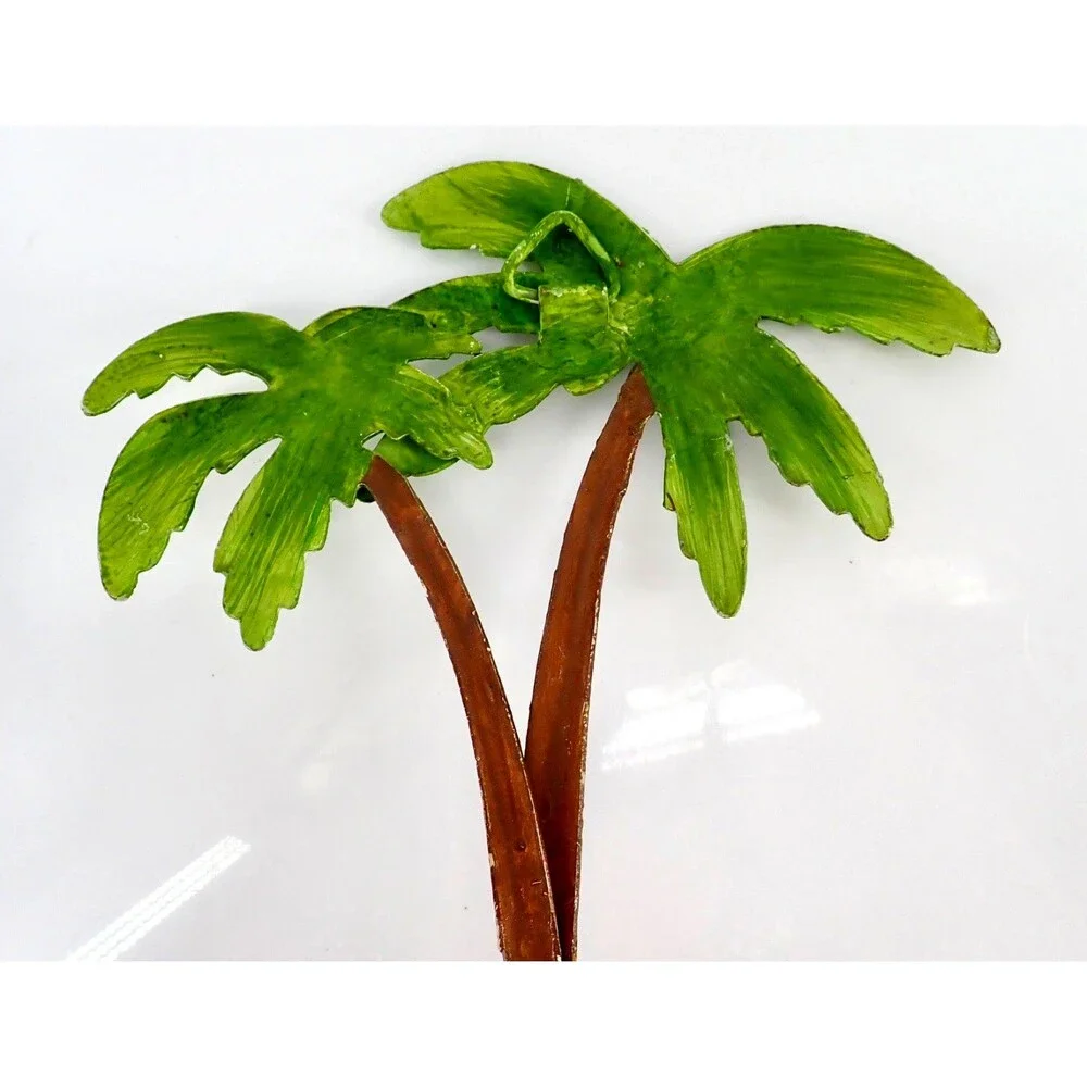Coconut Palm Tree Wall Decor Tropical Hook Single Hanger Green Palm Leaves 9